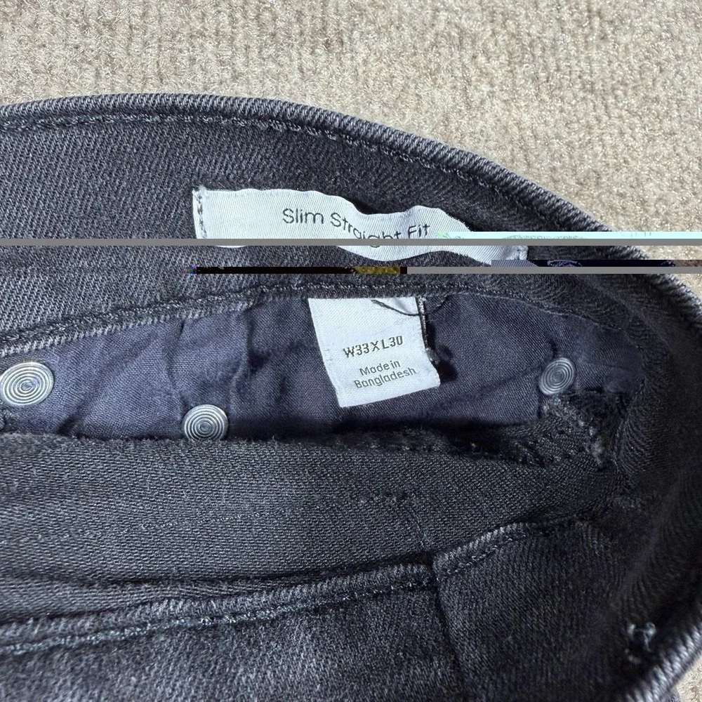 Calvin Klein Slim Straight Fit Jeans Mens W33 L30 Black Stretch Denim Pants
